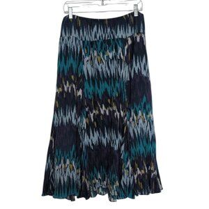 Ruby Rd Geometric Patterned Maxi Skirt Womens Size 20W Blue Boho Pull On Cotton